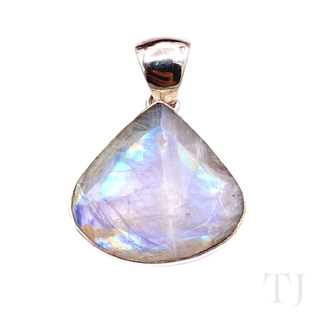 Moonstone Tear Drop Cut Pendant in Sterling Silver