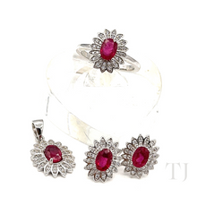 将图片加载到图库查看器，Ruby sunflower shaped jewelry set
