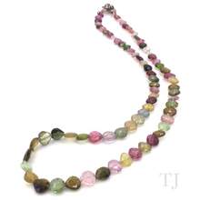 Load image into Gallery viewer, Multi-colored Tourmaline Tear Drop Chip Necklace in 925
