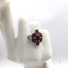 Load image into Gallery viewer, Garnet with Diamonique Ring in Sterling Silver
