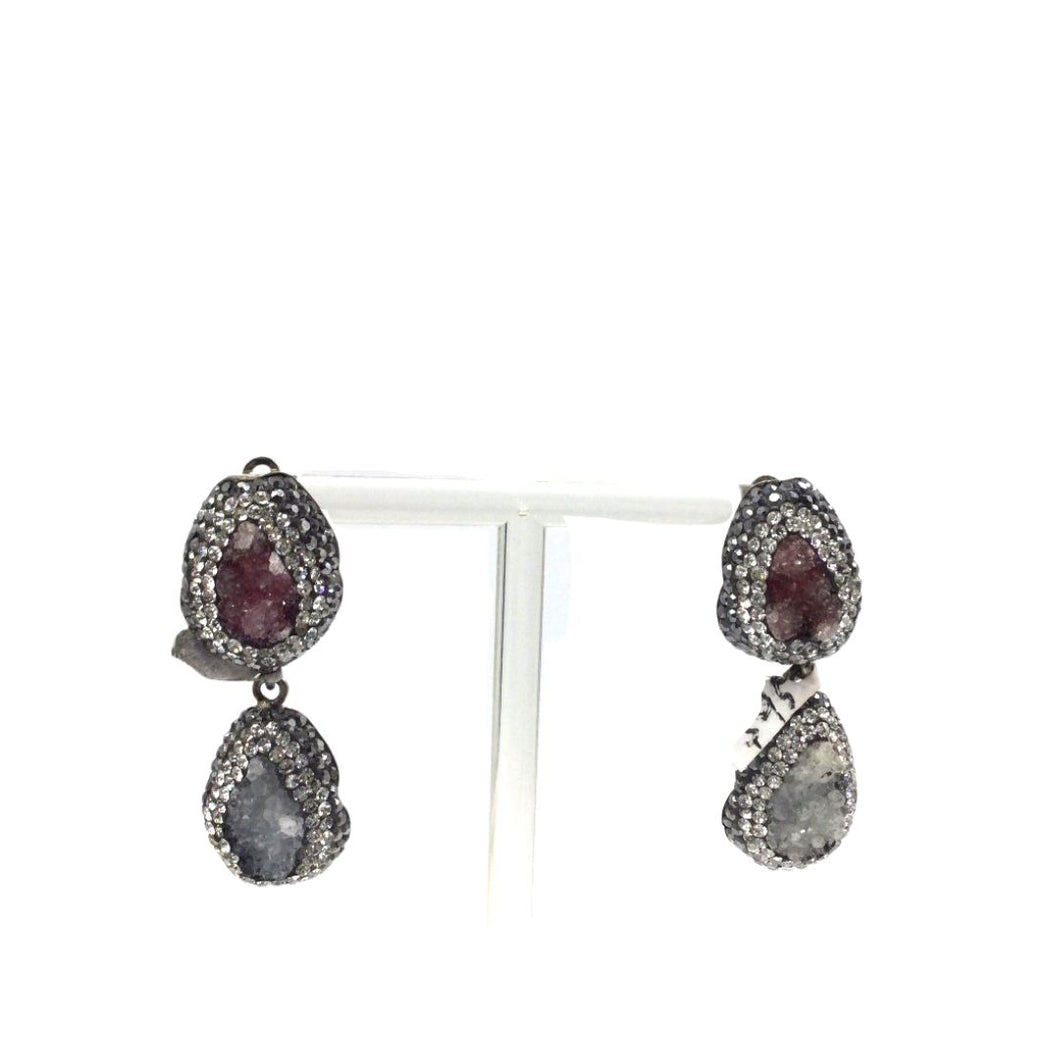 Druzy quartz Hanging Earrings in 925