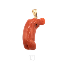 Load image into Gallery viewer, Italian Salmon Coral Platypus Shape Pendant in 14k Gold
