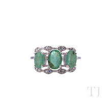 Load image into Gallery viewer, Emerald Oval Cut Ring in Sterling Silver
