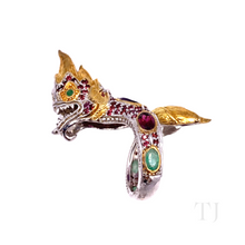 Cargar imagen en el visor de la galería, Multi Gemstones Dragon Shaped Ring in Sterling Silver
