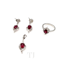 将图片加载到图库查看器，Ruby Jewelry Set ( earrings, ring and earrings)
