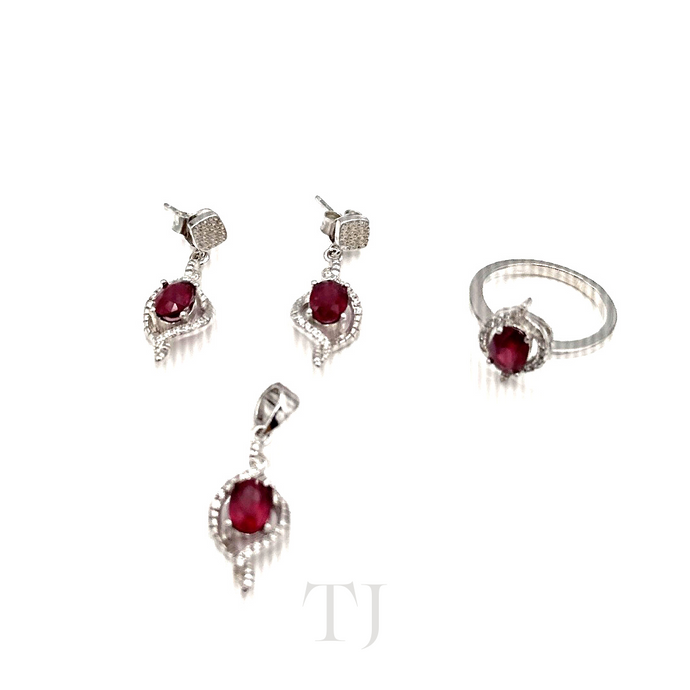 Ruby Jewelry Set ( earrings, ring and earrings)