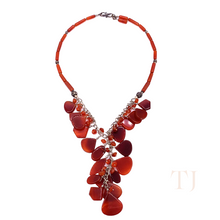 Cargar imagen en el visor de la galería, Carnelian Flat and Tube Necklace with hook clasp
