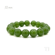 Cargar imagen en el visor de la galería, Green Jade bead bracelet, 12 mm bead size
