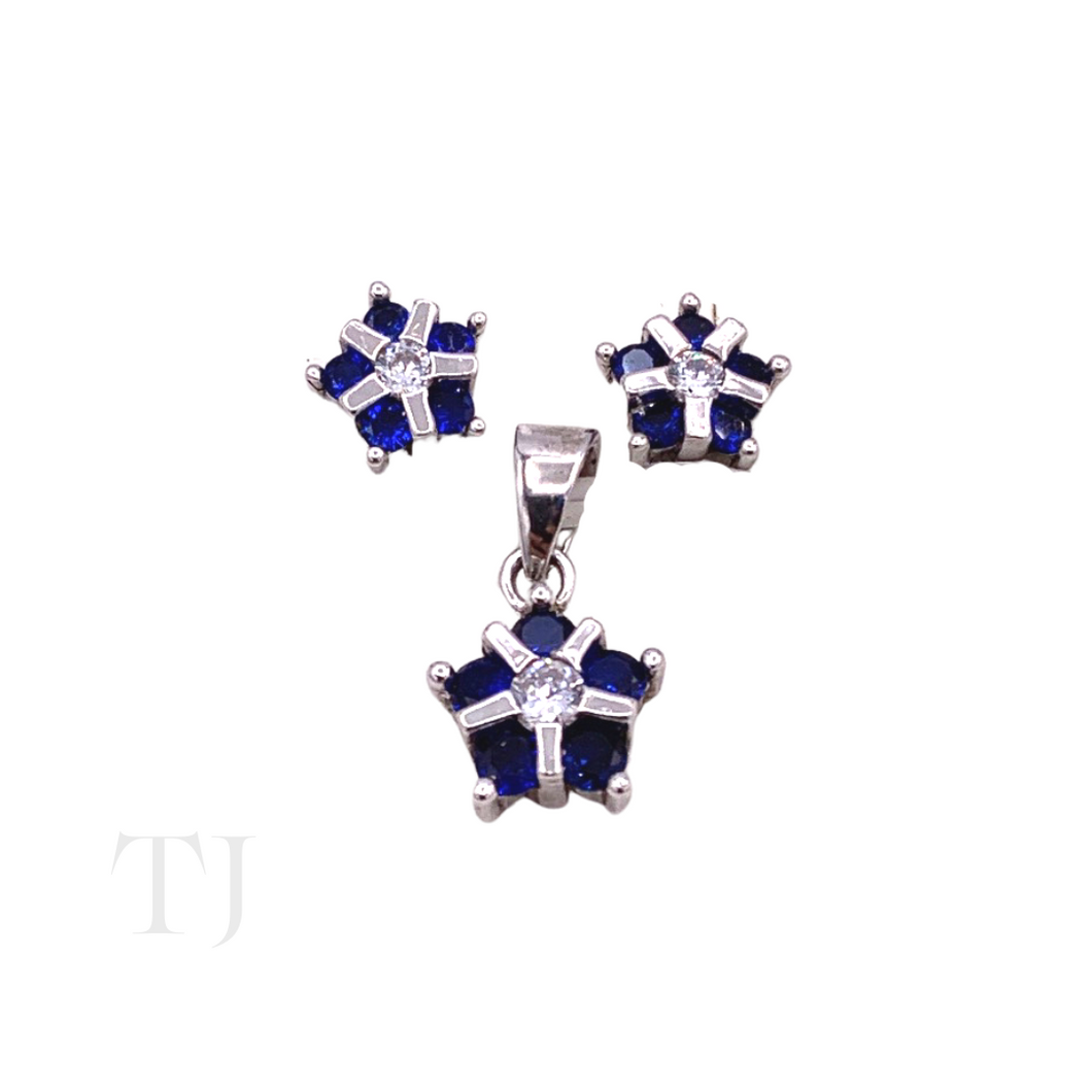 Doublet Sapphire Star Shape Jewelry Set