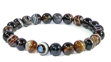 Загрузить изображение в средство просмотра галереи, Eye agate 6 mm bead sized bracelet with elastic string
