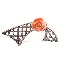 Cargar imagen en el visor de la galería, Italian Angel skin Coral brooch in Sterling silver
