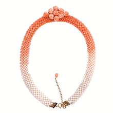 Load image into Gallery viewer, Italian Coral in 14k Gold Necklace with flower pendants
