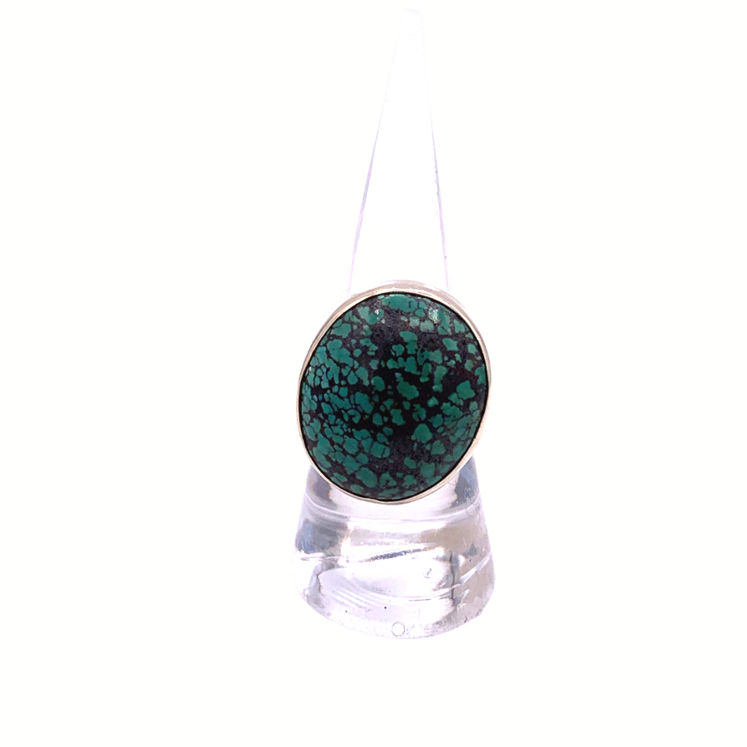 Green Turquoise Ring In sterling silver