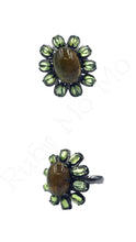 Load image into Gallery viewer, Multi-colored Tourmaline Cabochon ring in sterling silver
