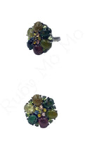 Load image into Gallery viewer, Multi-colored Tourmaline Cabochon ring in sterling silver
