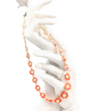 Cargar imagen en el visor de la galería, Angel Skin Flower style Coral Necklace in sterling silver
