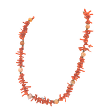 Load image into Gallery viewer, Italian Salmon skin Coral Necklace in 14k gold
