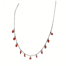 Load image into Gallery viewer, Garnet necklace and earring set in sterling silver 925
