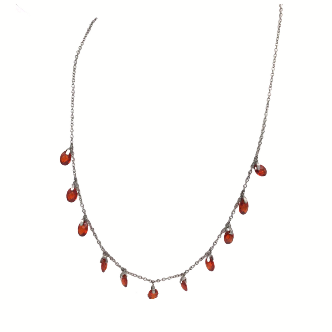 Garnet necklace and earring set in sterling silver 925