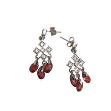 Load image into Gallery viewer, Garnet necklace and earring set in sterling silver 925
