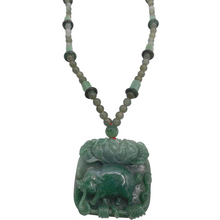 将图片加载到图库查看器，Burmese jade Necklace with Dragon Head Pendant
