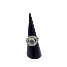 Load image into Gallery viewer, Prehnite ring in sterling silver with diamonquie
