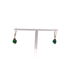 Загрузить изображение в средство просмотра галереи, Burmese Jade bead earrings of a jewelry set, with sterling silver French lock
