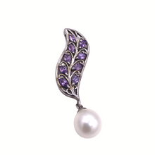 Load image into Gallery viewer, Pearl Pendant with Amethyst In sterling silver
