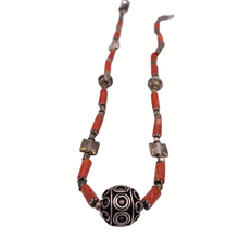 Load image into Gallery viewer, Italian Coral Necklace in sterling Silver
