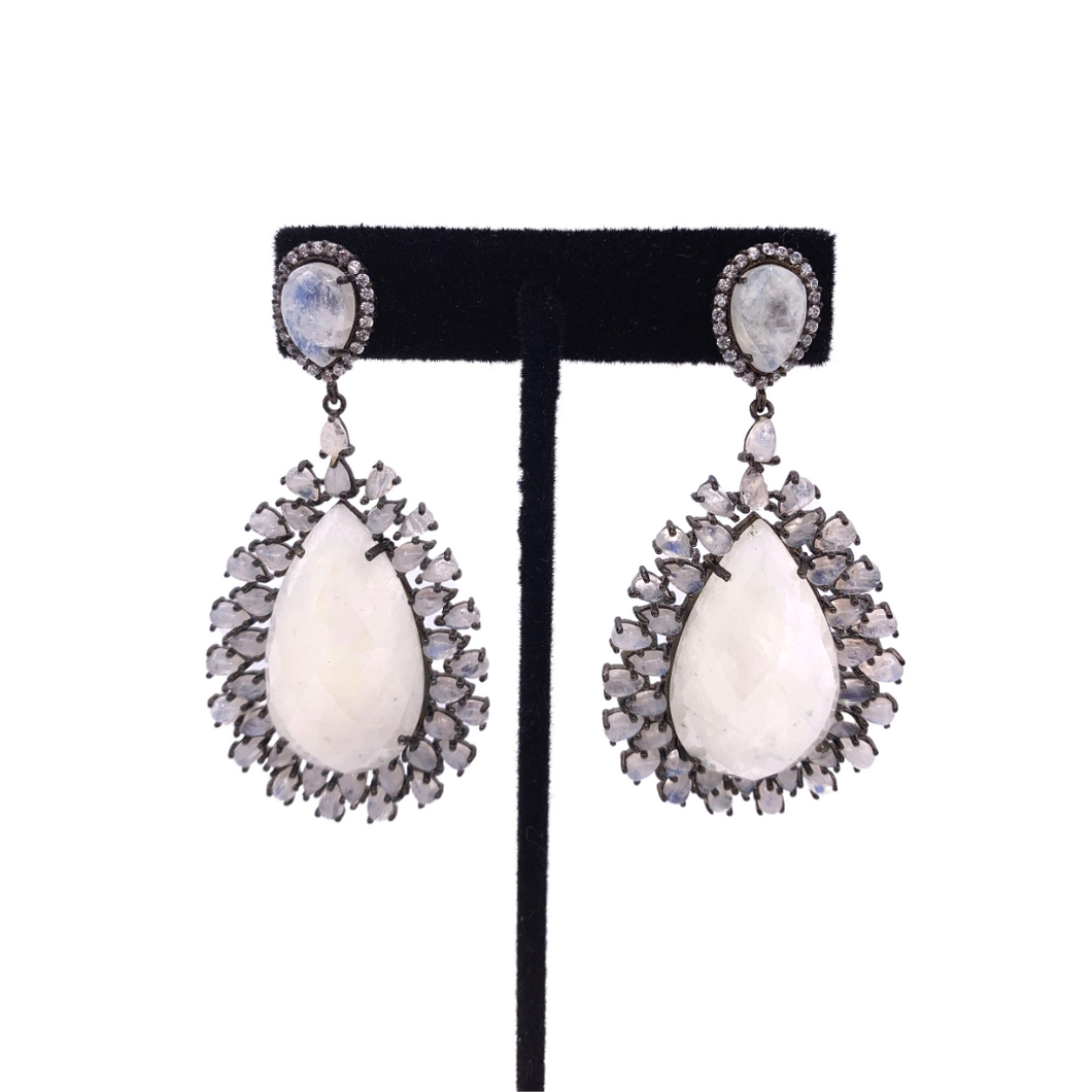 moon stone Earrings In sterling Silver