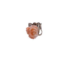 Load image into Gallery viewer, Angel Skin Rose shaped Coral Ring in Sterling Silver
