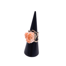 Load image into Gallery viewer, Angel skin rose shaped coral ring in sterling silver
