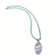 Load image into Gallery viewer, Blue Calcedony necklace with an oval shaped pendant in sterling silver
