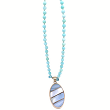 Load image into Gallery viewer, Blue Calcedony necklace with an oval shaped pendant in sterling silver
