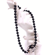 将图片加载到图库查看器，Black Onyx Necklace with Agate Pendant In sterling silver
