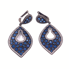 Load image into Gallery viewer, Blue Topaz Earring in Sterling silver with Rodium Coated
