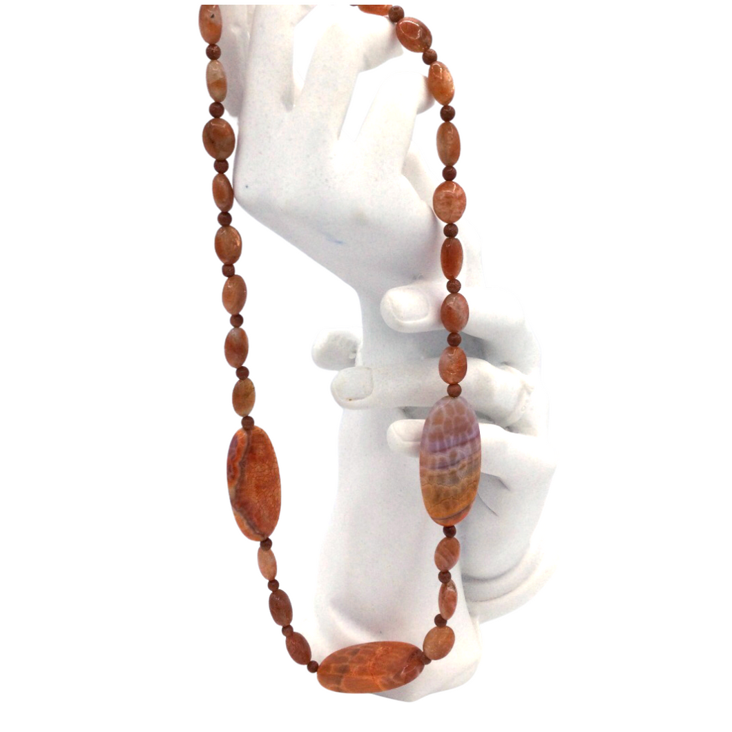 Fire agate Necklace with Oval shape pendants