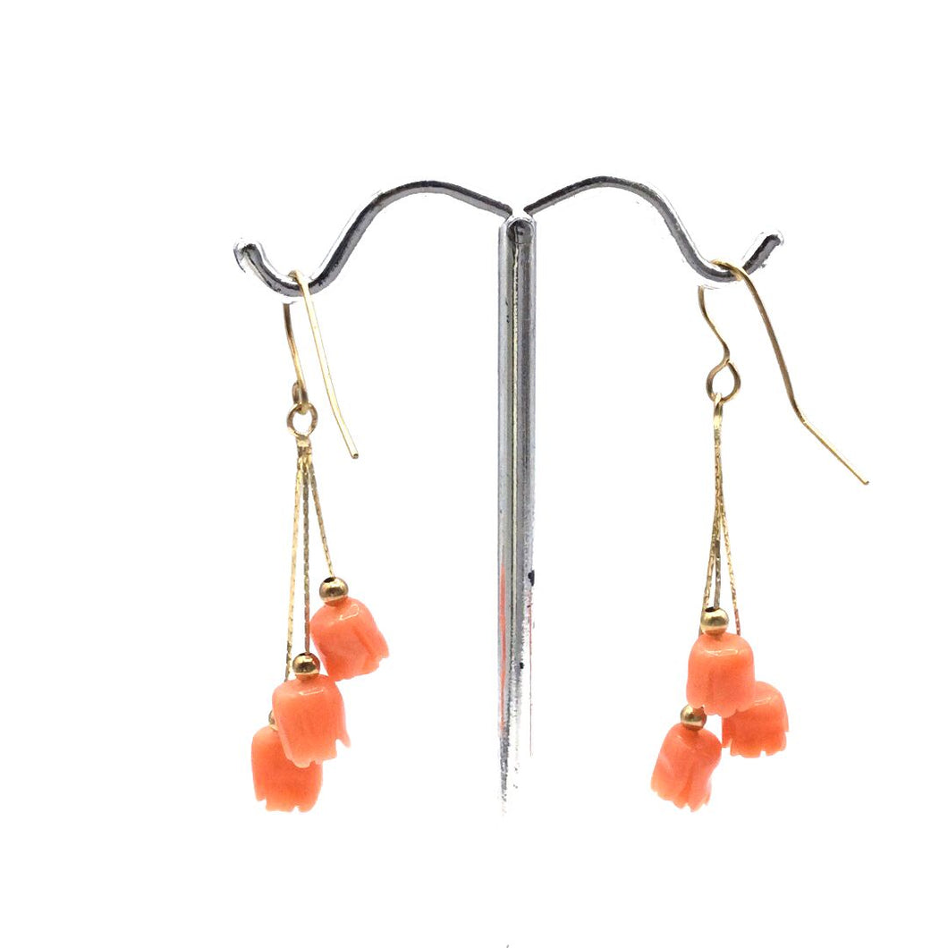 Italian Coral Earrings in 14k gold