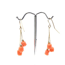 Load image into Gallery viewer, Italian Coral Earrings in 14k gold
