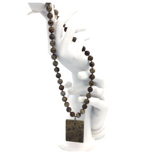 Load image into Gallery viewer, Jasper Bead Necklace with Square Pendant
