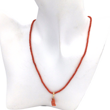 Load image into Gallery viewer, Italy Coral with 14k Gold with Penguin pendant
