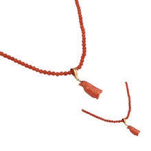 Cargar imagen en el visor de la galería, Italy Coral with 14k Gold with Penguin pendant
