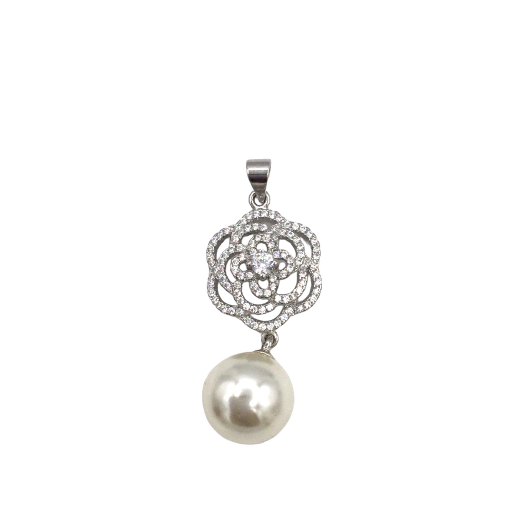 Pearl Pendant with Diamonique