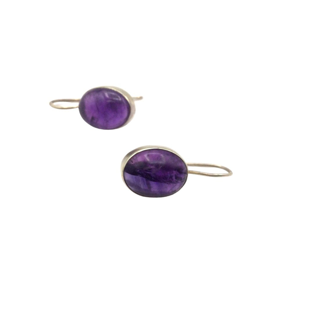 Amethyst Cabochon Earrings in sterling silver