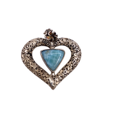 Load image into Gallery viewer, Larimar Pendant with Heart Shape In sterling silver
