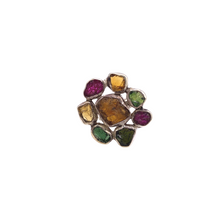 Cargar imagen en el visor de la galería, Multi - Color Tourmaline ring and earrings Set
