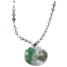 Load image into Gallery viewer, Burmese Jade bead necklace with circle shaped pendant
