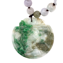 Cargar imagen en el visor de la galería, closer view of Burmese Jade circle shaped pendant of bead necklace
