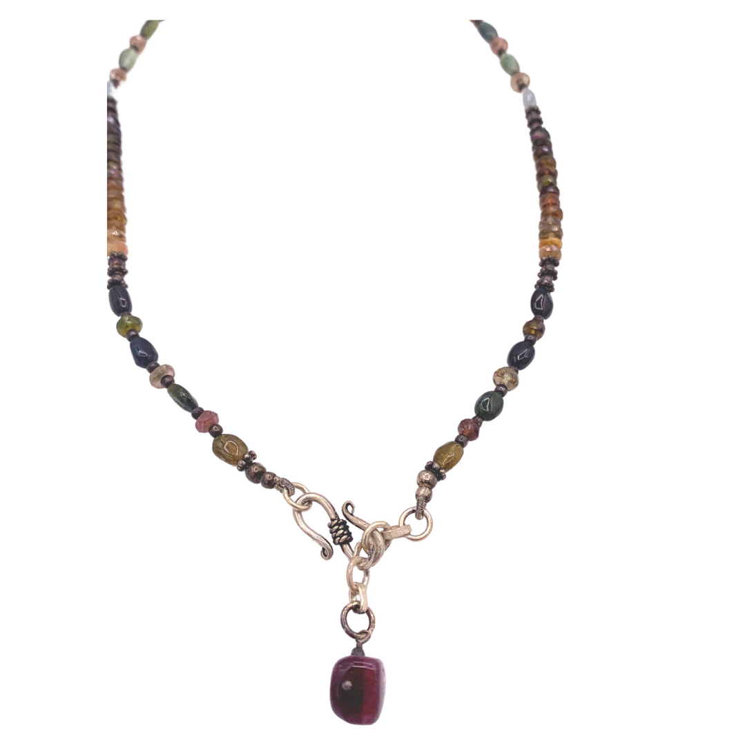 Multi - Colored Tourmaline Necklace in Sterling Silver