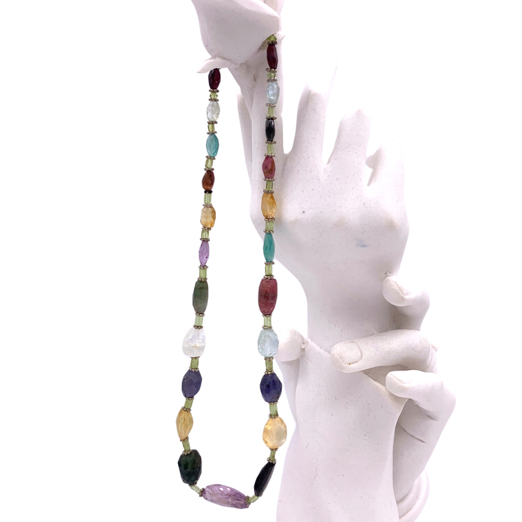 Multi-Colored Tourmaline Necklace In sterling silver